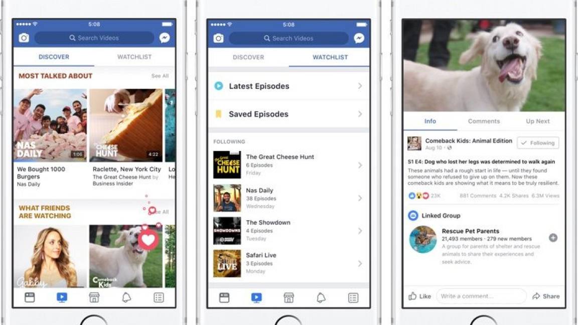 Facebook lanza Watch y se suma a la guerra del streaming: competirá con YouTube y Netflix