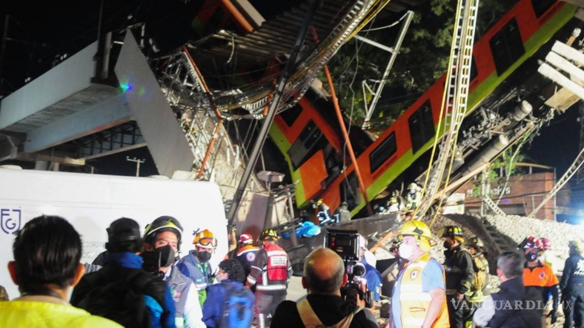 $!Imágenes del desplome en el metro en CDMX