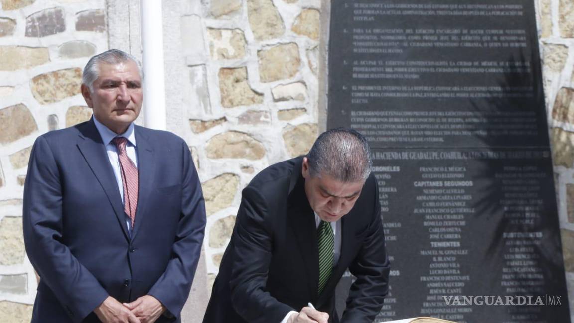 $!Hace 110 años se firmó el Plan de Guadalupe; en el evento conmemorativo participaron Adán Augusto López, secretario de Gobernación, y el gobernador Miguel Ángel Riquelme.