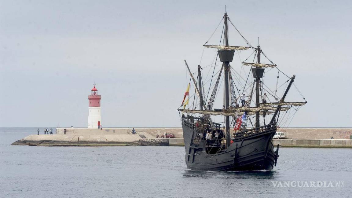 $!Réplica de la Nao Victoria a su paso por Cartagena para promocionar la 32 Copa de América. EFE