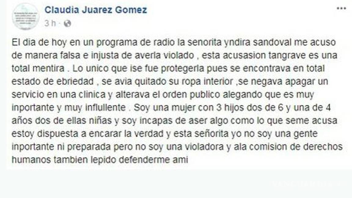 $!No soy una violadora, dice mujer policía acusada por activista (video)