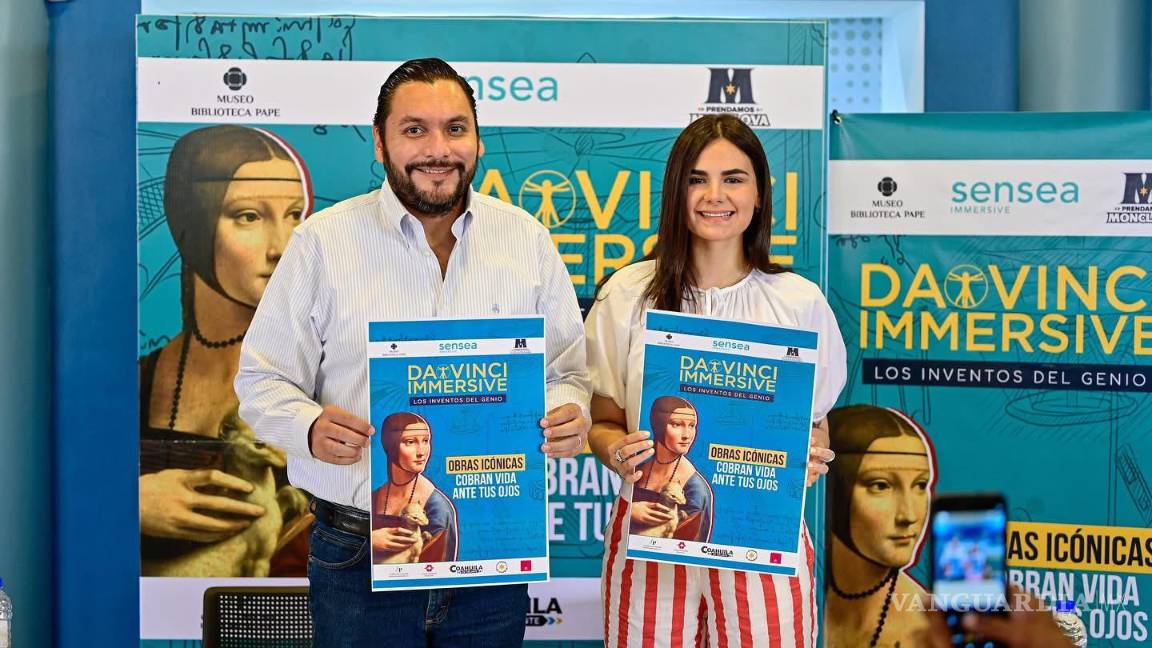 Leonardo Da Vinci cobra vida en Monclova con una exposición inmersiva en el Museo Pape