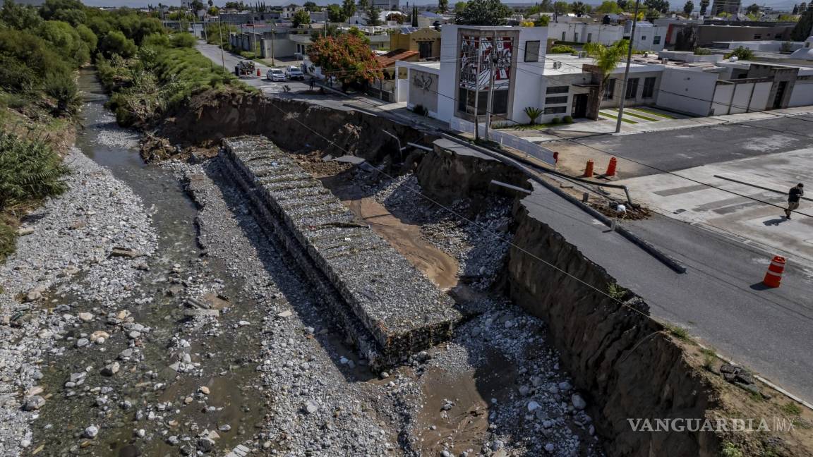 Desgaja lluvia carril en Tezcatlipoca; costo por daños a infraestructura de Saltillo aún sin calcular