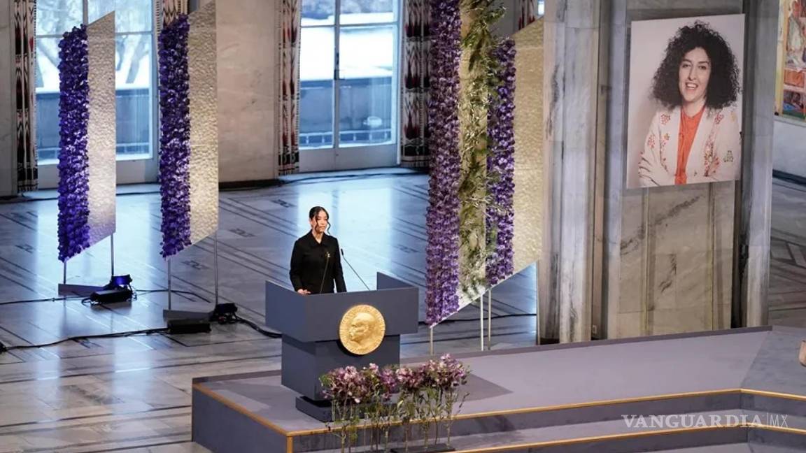 $!Kiana Rahmani, hija de Narges Mohammadi, durante la ceremonia de entrega del Premio Nobel de la Paz.