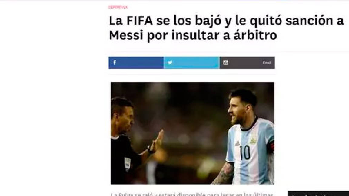 Molestia en Chile y Uruguay tras el perdón de la FIFA a Messi