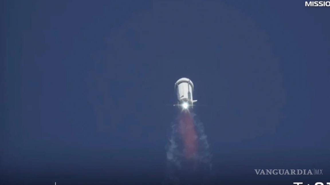 $!Esta imagen, tomada de un video proporcionado por Blue Origin, muestra el despegue del cohete New Shepard en el oeste de Texas, el lunes 14 de abril de 2025.