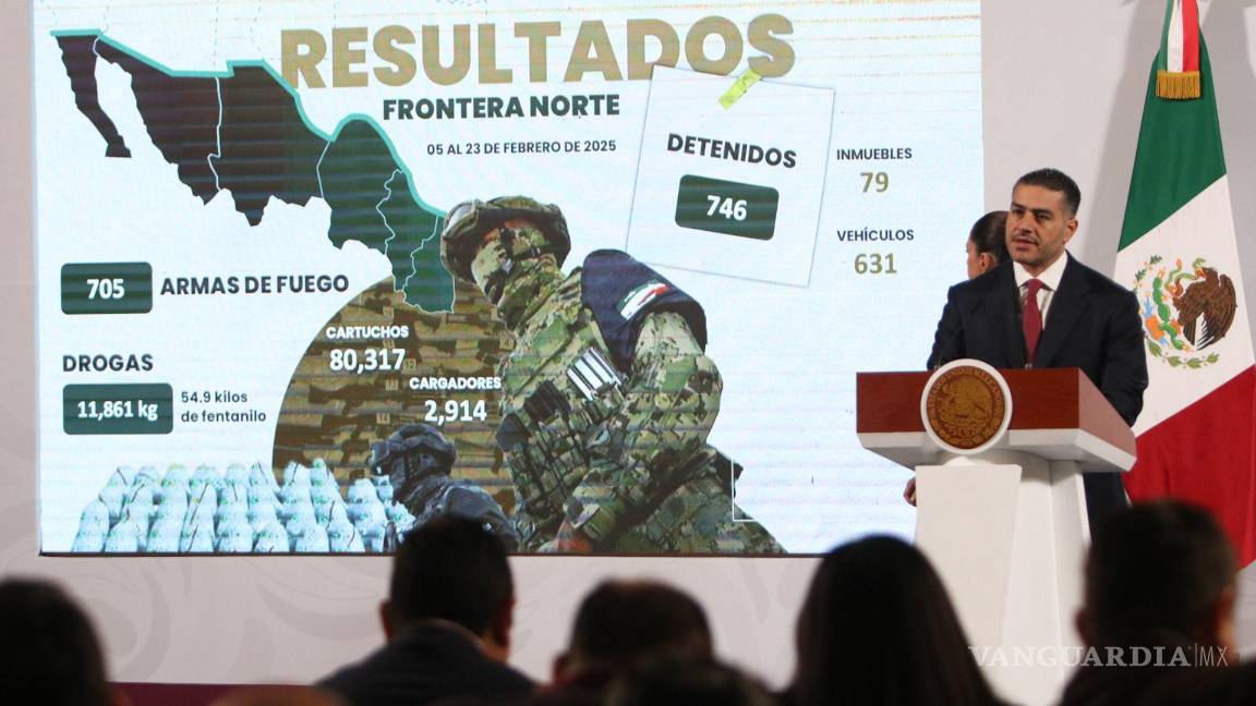 $!Omar García Harfuch, secretario de Seguridad y Protección Ciudadana, informa sobre la detención de 13 mil personas por delitos de alto impacto.