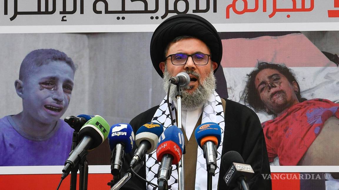 $!El jefe del Consejo Ejecutivo de Hezbollah, Sayyed Hashem Safieddine, en una protesta organizada por Hezbollah en solidaridad con el pueblo palestino.