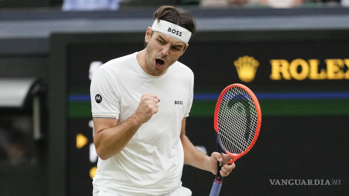 $!Taylor Fritz of the United States reacts during his fourth round match against Alexander Zverev of Germany at the Wimbledon tennis championships in London, Monday, July 8, 2024. (AP Photo/Kirsty Wigglesworth)