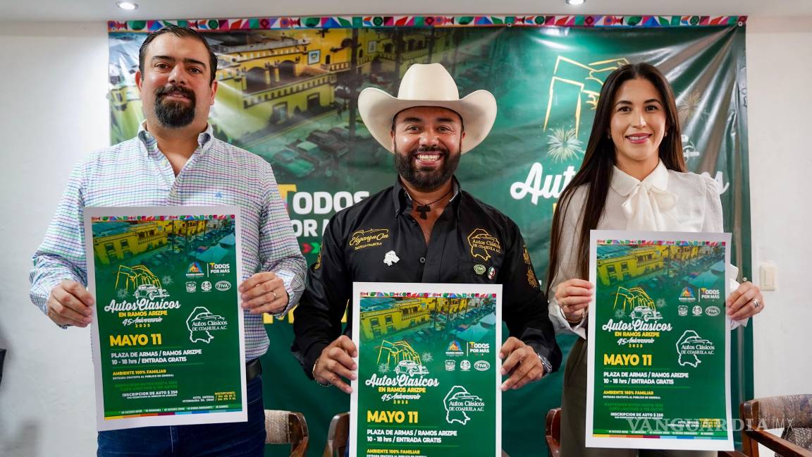 Ramos Arizpe celebra el Día de las Madres y su 45 aniversario con exhibición internacional de autos clásicos