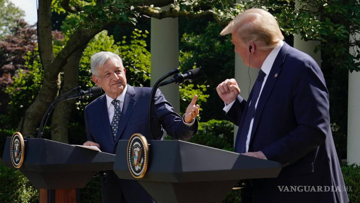$!El presidente de México, Andrés Manuel López Obrador y el presidente de Estados Unidos, Donald Trump, ofrecen una conferencia de prensa en la Casa Blanca.