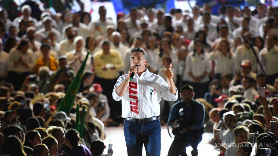 $!Alejandro Moreno, dirigente nacional del PRI, estuvo presente en el cierre de campaña de Jiménez Salinas.