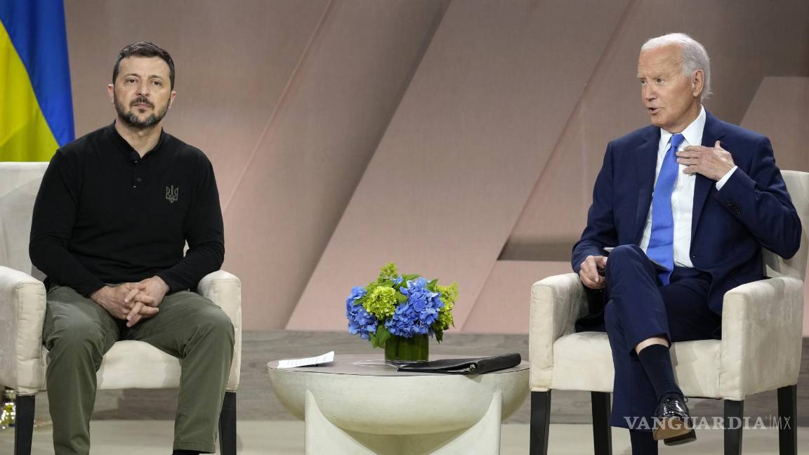 $!El presidente Joe Biden habla durante una reunión con el presidente de Ucrania, Volodymyr Zelenskyy, al margen de la Cumbre de la OTAN en Washington.