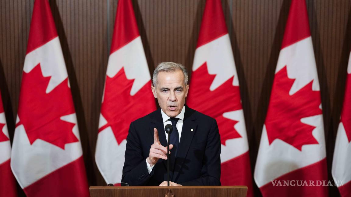$!El primer ministro canadiense, Mark Carney, habla durante una conferencia de prensa sobre aranceles en Parliament Hill, en Ottawa.