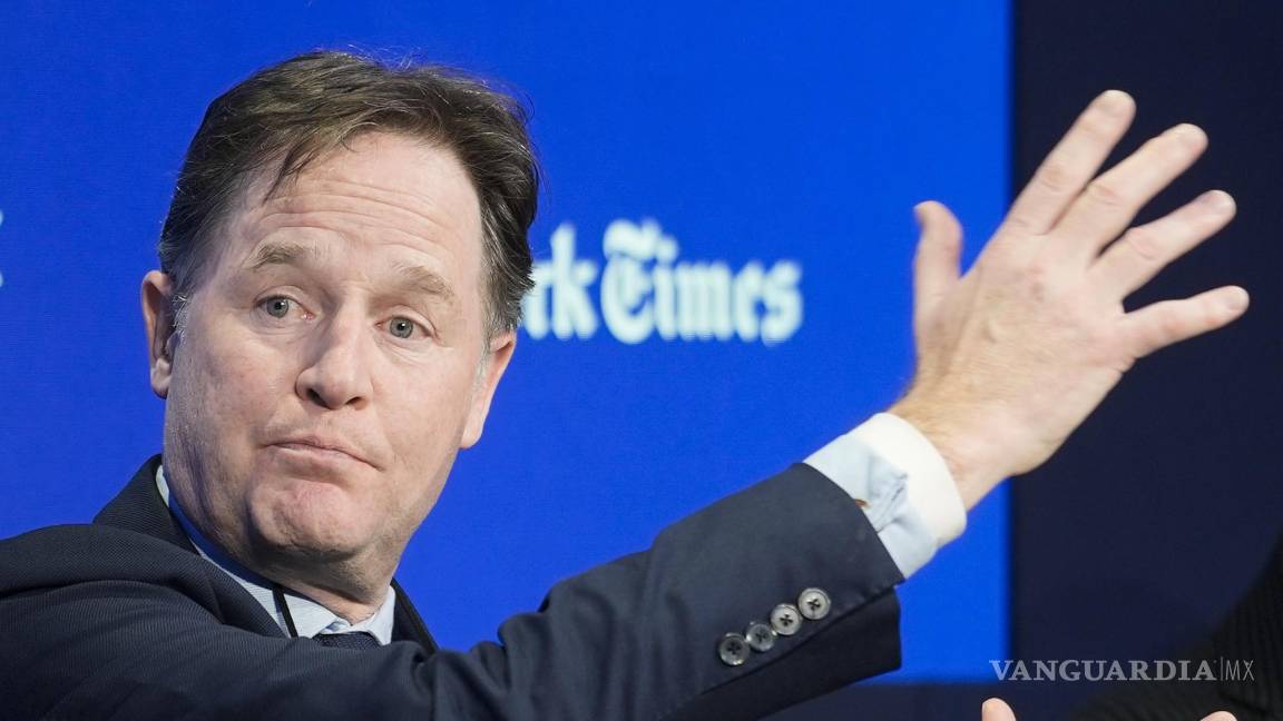$!El presidente de asuntos globales de Meta, Nick Clegg, habla en el Foro Económico Mundial en Davos, Suiza, el 18 de enero de 2024.