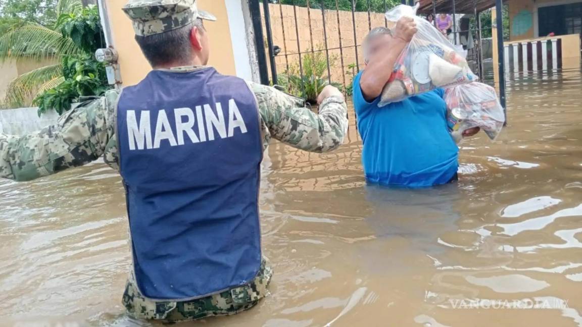 Más de 400 agentes de la Marina apoyan a población en Tamaulipas tras paso de tormenta ‘Barry’