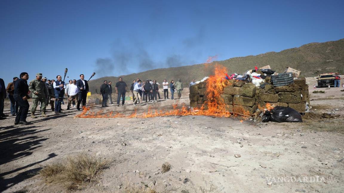 Incineran 400 kilos de ‘cristal’, decomiso histórico hecho en Coahuila