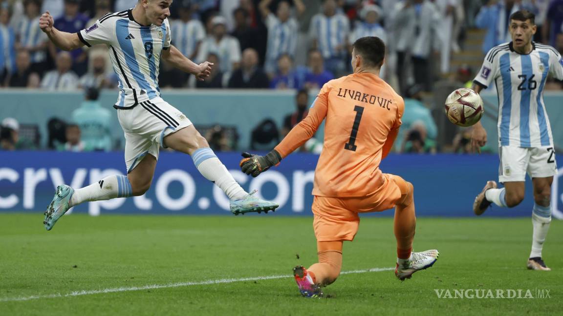 $!Julian Álvarez marca el segundo tanto albiceleste.