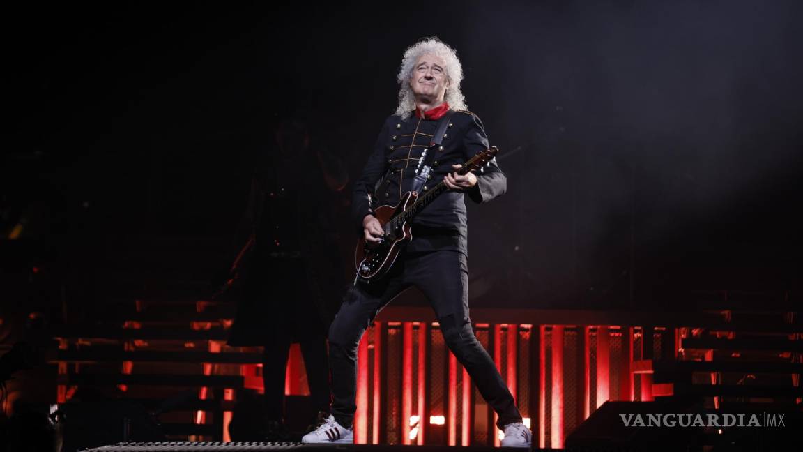 $!El músico Brian May durante el concierto de Queen &amp; Adam Labert el pasado 6 de julio en el Wizink Center de Madrid.