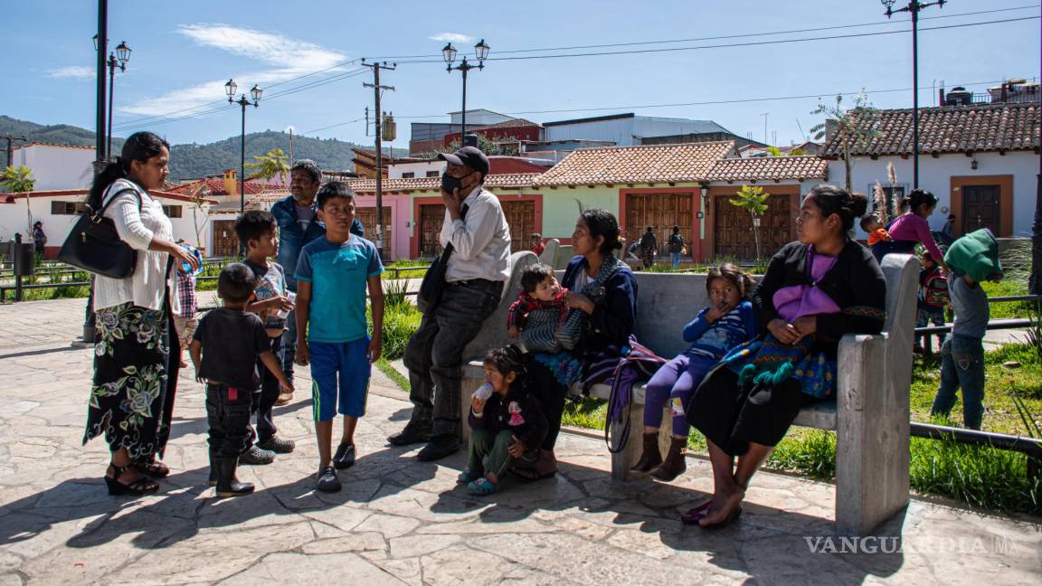 $!Indígenas tzolziles permanecen en un parque en el municipio de Pantelho, estado de Chiapas (México).