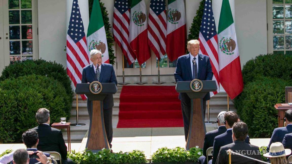 $!Imagen del 08 de julio de 2020. Andrés Manuel López Obrador, Presidente de México, con Donald Trump, Presidente de los Estados Unidos, en la Casa Blanca.