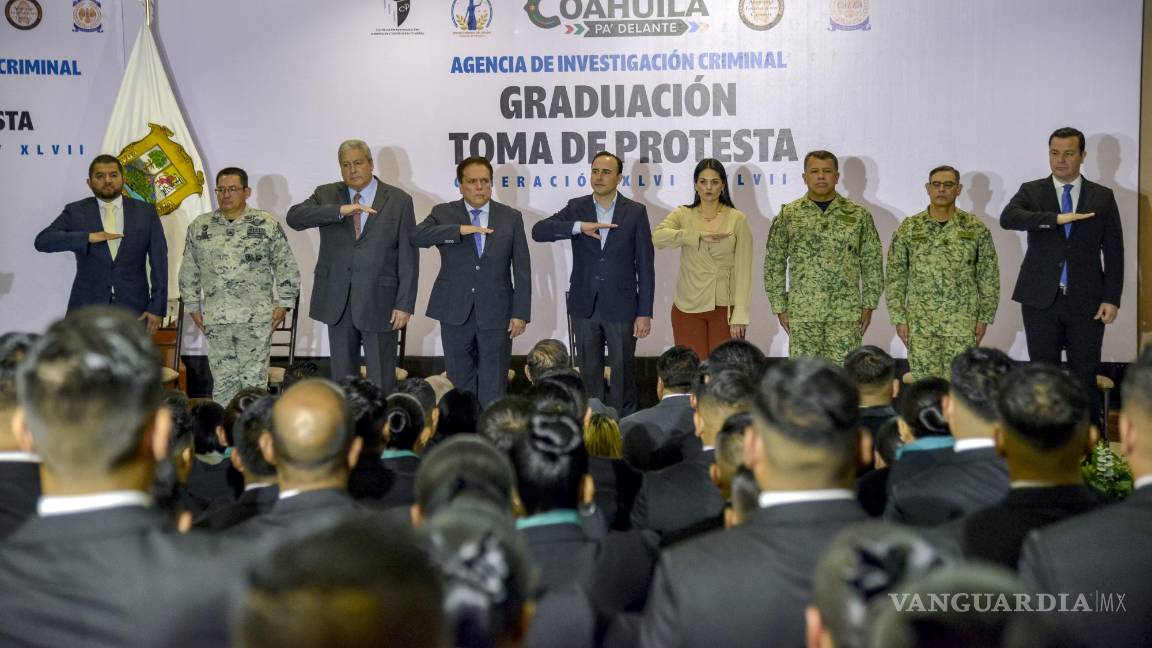 $!En la graduación de 66 nuevos elementos, el Gobernador anuncia mejoras salariales y prestaciones para fortalecer el equipo de seguridad en Coahuila.