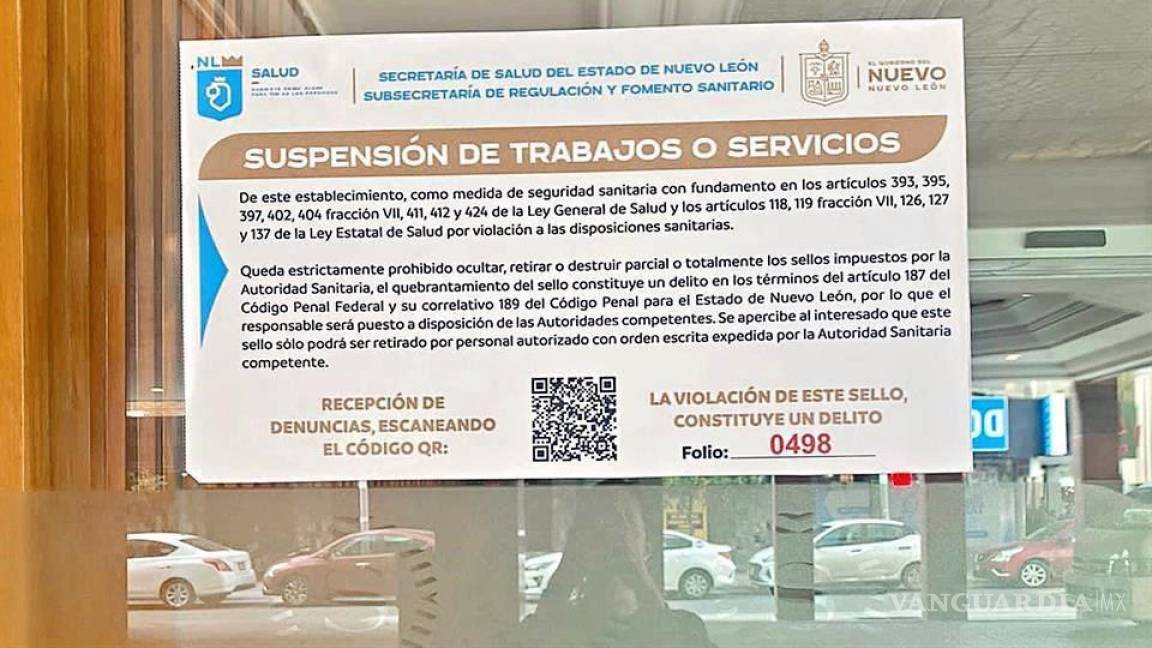 $!Secretaría de Salud de Nuevo León suspendieron temporalmente el área de restaurante del hotel.