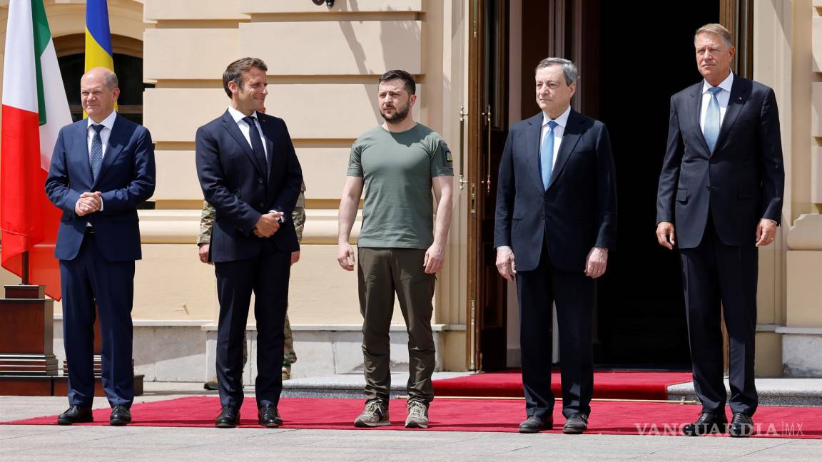 Presidentes de Francia, Alemania, Italia y Rumania visitan Ucrania, y abominan las atrocidades rusas
