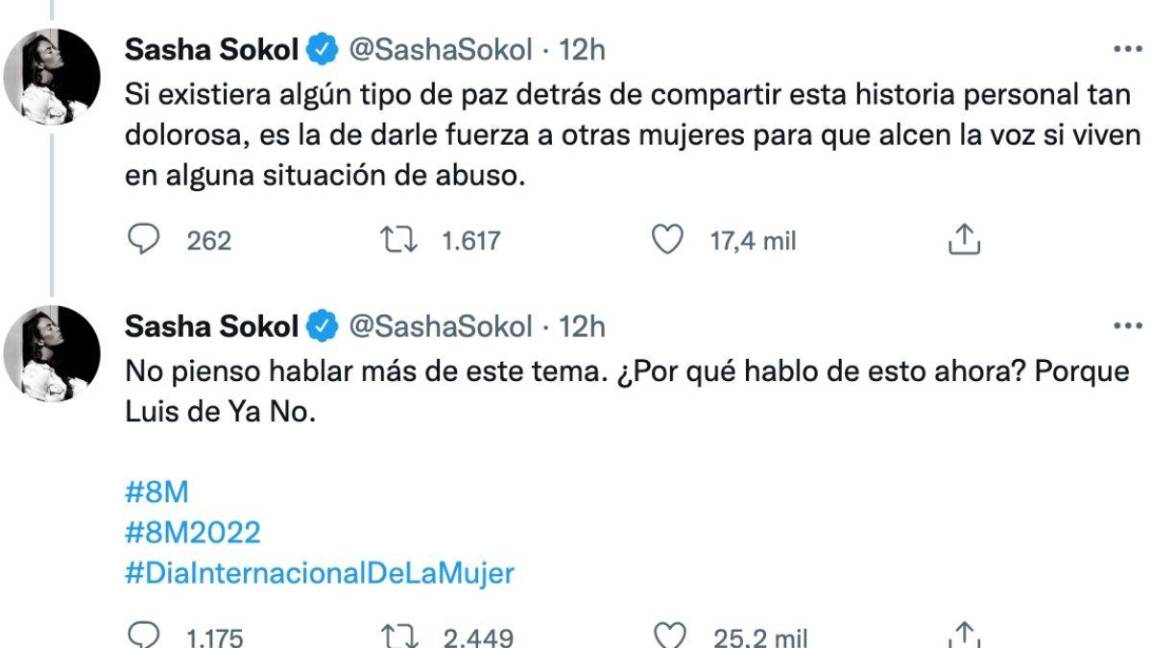 $!En el marco del Día Internacional de la Mujer, Sasha Sokol alzó la voz sobre el abuso que sufrió cuando tenía 14 años.