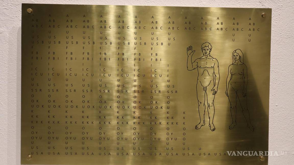 $!Esta pieza juega con el espectador y parodia la famosa Placa de la Pioneer.