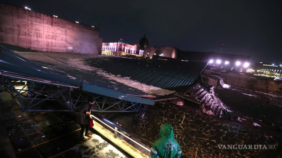 $!Tlaloc deja caer toda su furia contra el Templo Mayor con fuerte aguacero y granizada (fotos)
