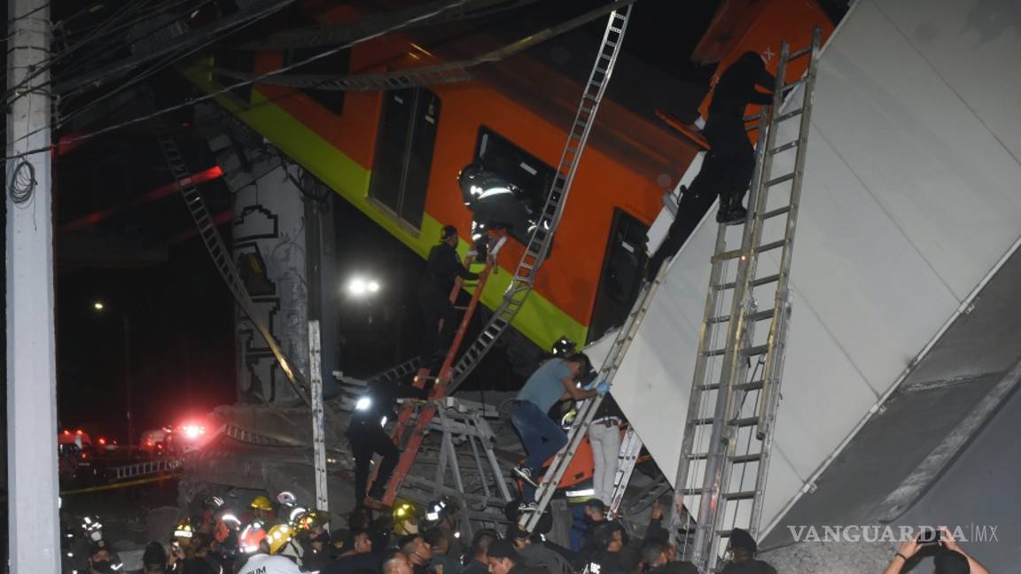 $!Imágenes del desplome en el metro en CDMX
