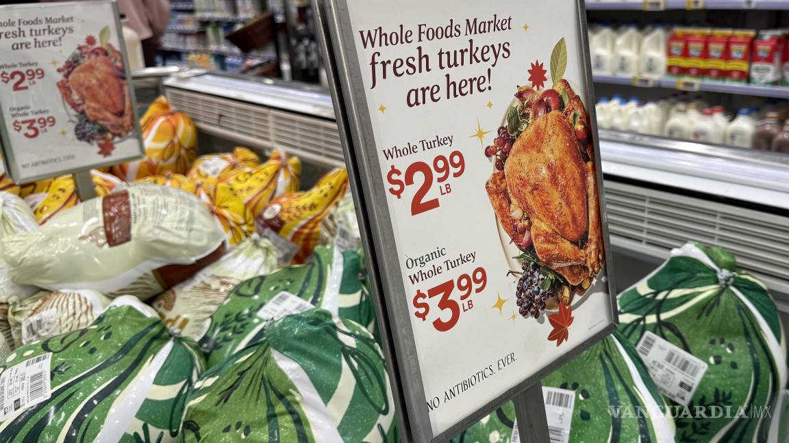 $!Precios de pavos en un refrigerador por el día de Acción de Gracias en un supermercado de Washington.