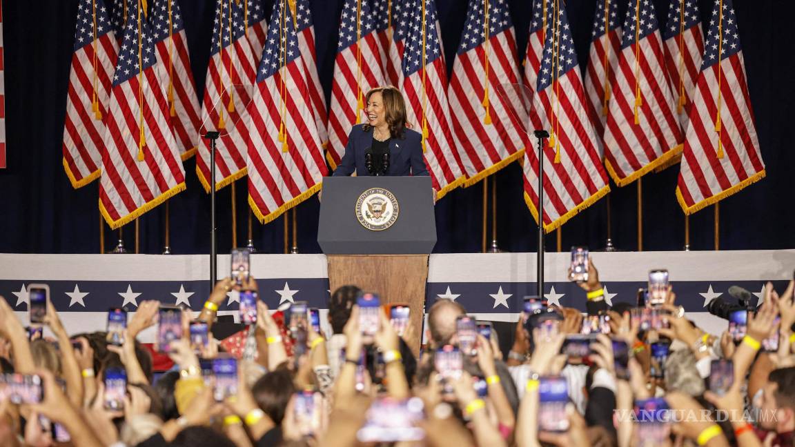 $!La vicepresidenta estadounidense, Kamala Harris, habla en un evento de campaña en West Allis, Wisconsin.