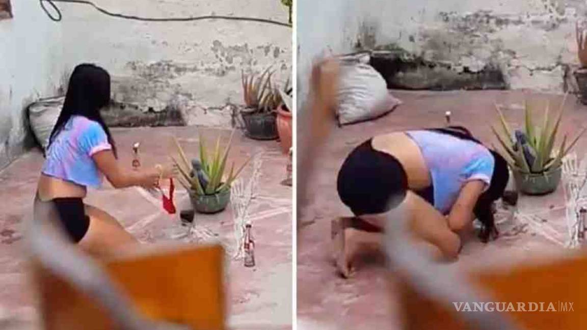 Mujer es grabada haciendo “ritual” de 'agua de calzón' (VIDEO)