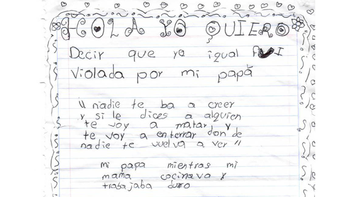 “Igual fui violada por mi papá”, así es la carta de una niña abusada