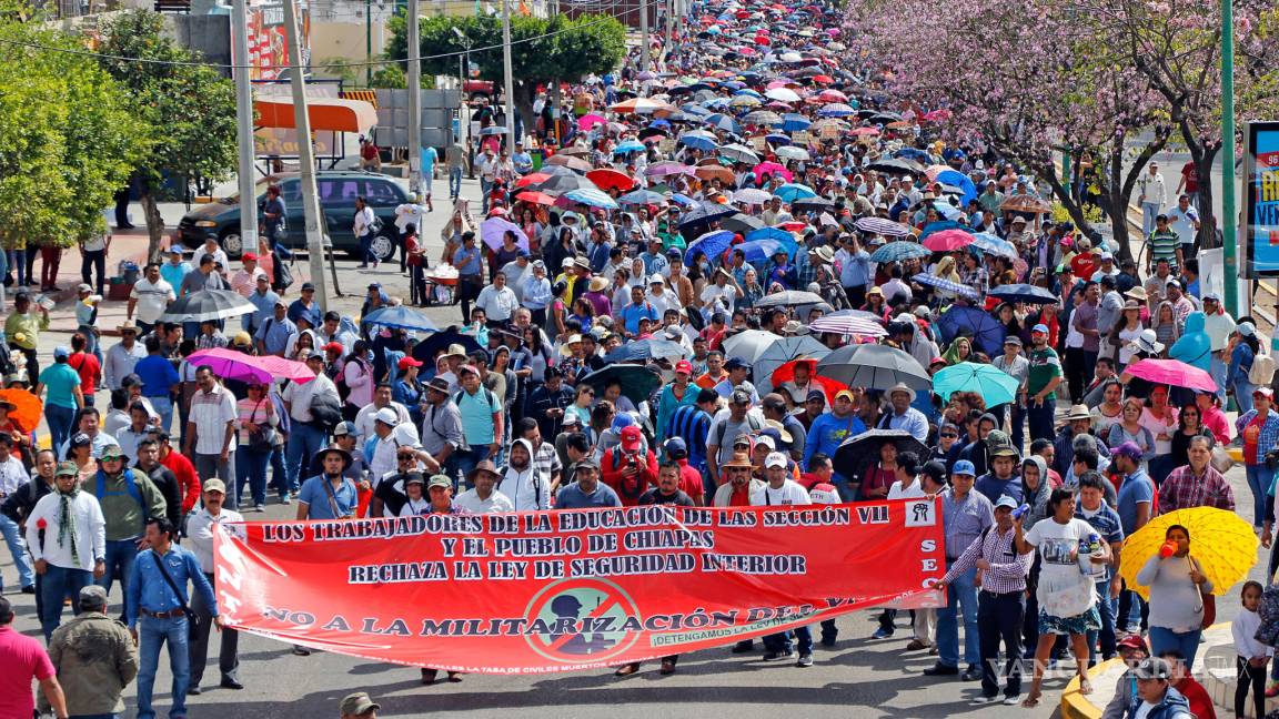 Maestros de la CNTE en paro por 24 horas, en Chiapas