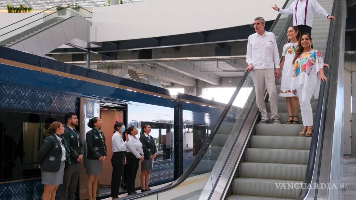 Inauguran AMLO y Claudia Sheinbaum el Tren P’atal y Hotel Tren Maya junto a gobernadores