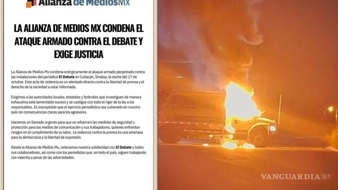 Alianza de Medios MX condena ataque contra El Debate en Culiacán