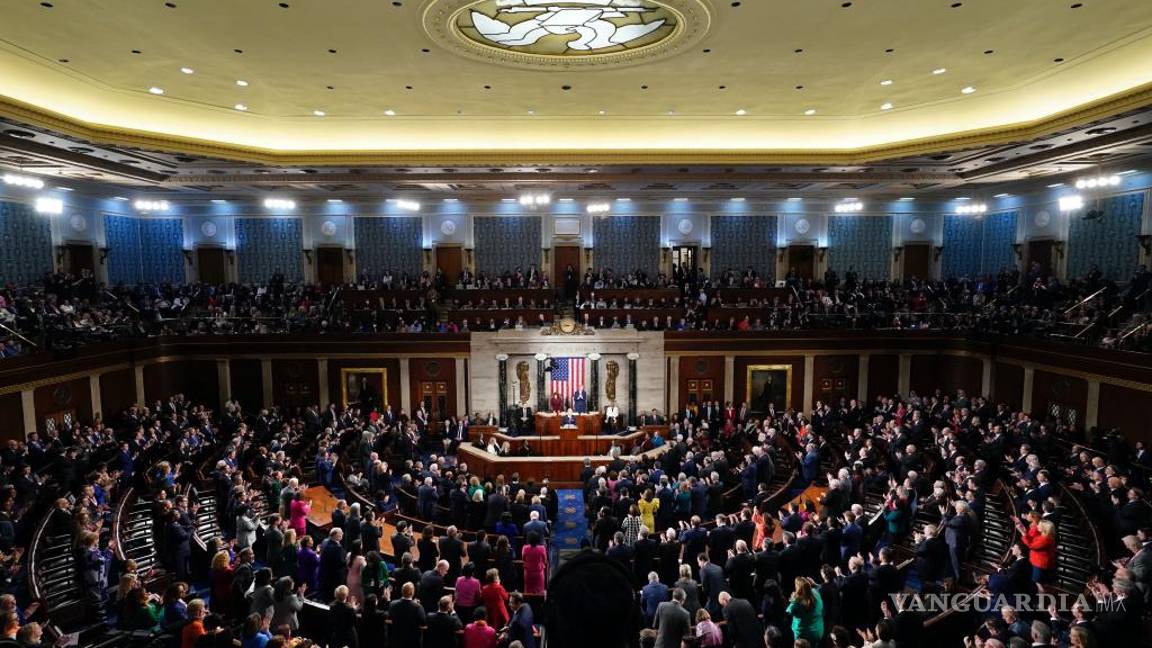 $!Vista del Joe Biden en momentos en que pronuncia su discurso sobre el Estado de la Unión en el Capitolio.