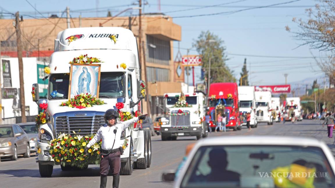 En Saltillo, participan decenas de choferes en peregrinación en honor a la Virgen de Guadalupe