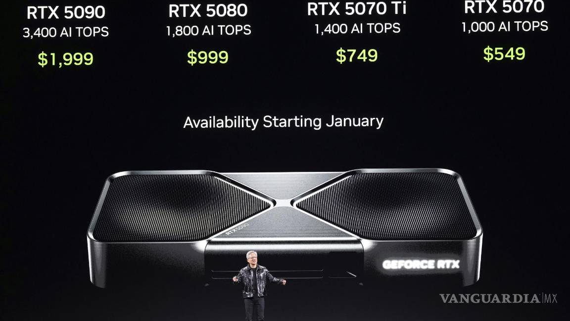 $!El fundador y director ejecutivo de Nvidia, Jensen Huang, habla durante una conferencia de prensa de Nvidia antes de la CES 2025 en Las Vegas.