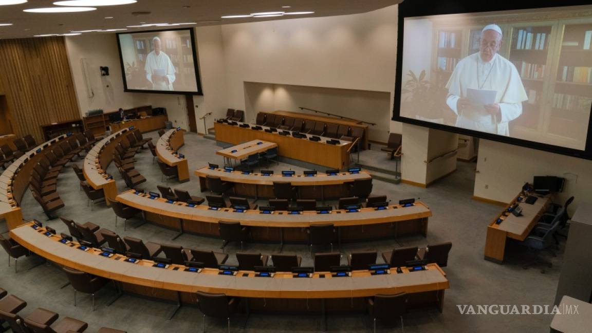 $!Da el papa Francisco un poderoso y crítico discurso en la 75 Asamblea General de la ONU