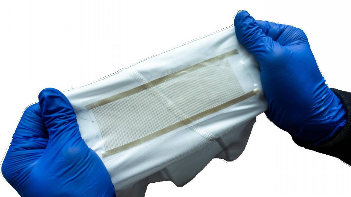 $!Los circuitos electrónicos impresos son flexibles y estirables. EFE/UC San Diego