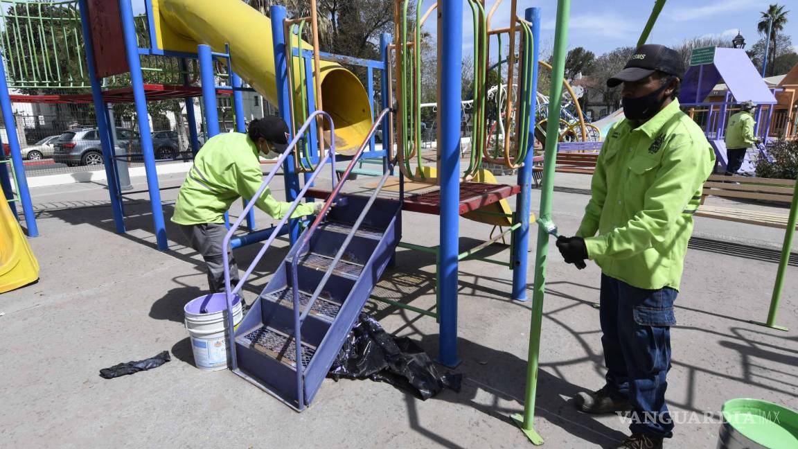 Rehabilitan áreas infantiles y parques para reapertura en Saltillo