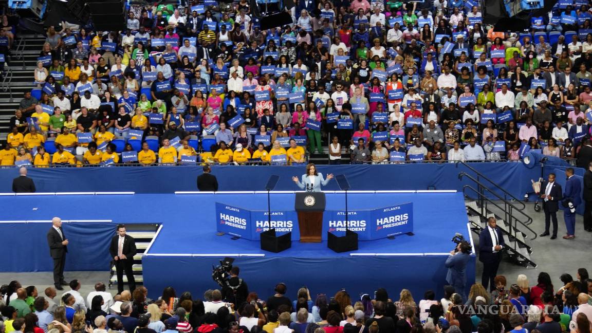 $!La vicepresidenta Kamala Harris habla durante un mitin de campaña, el martes 30 de julio de 2024, en Atlanta.