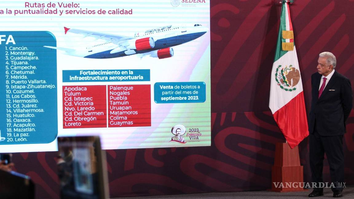 $!Andrés Manuel López Obrador, presidente de México, durante conferencia de prensa donde se destacó el anuncio de la aerolínea Mexicana.