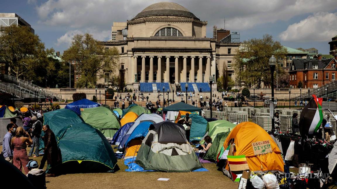$!Se ve un campamento de manifestación pro palestino en la Universidad de Columbia en Nueva York.