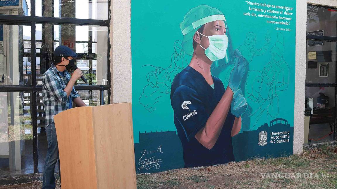 Develan en Saltillo mural en honor a las enfermeras y enfermeros por su lucha contra el coronavirus
