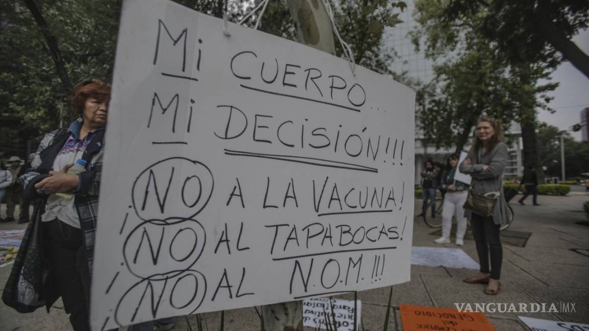 $!Protestan contra cubrebocas y COVID en CDMX, piden usar dióxido de cloro